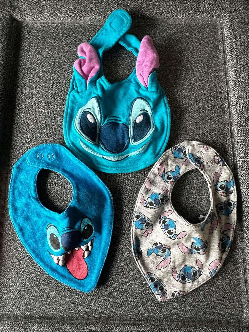 Disney Stitch Bibs 0-3 Months Snap Buttons